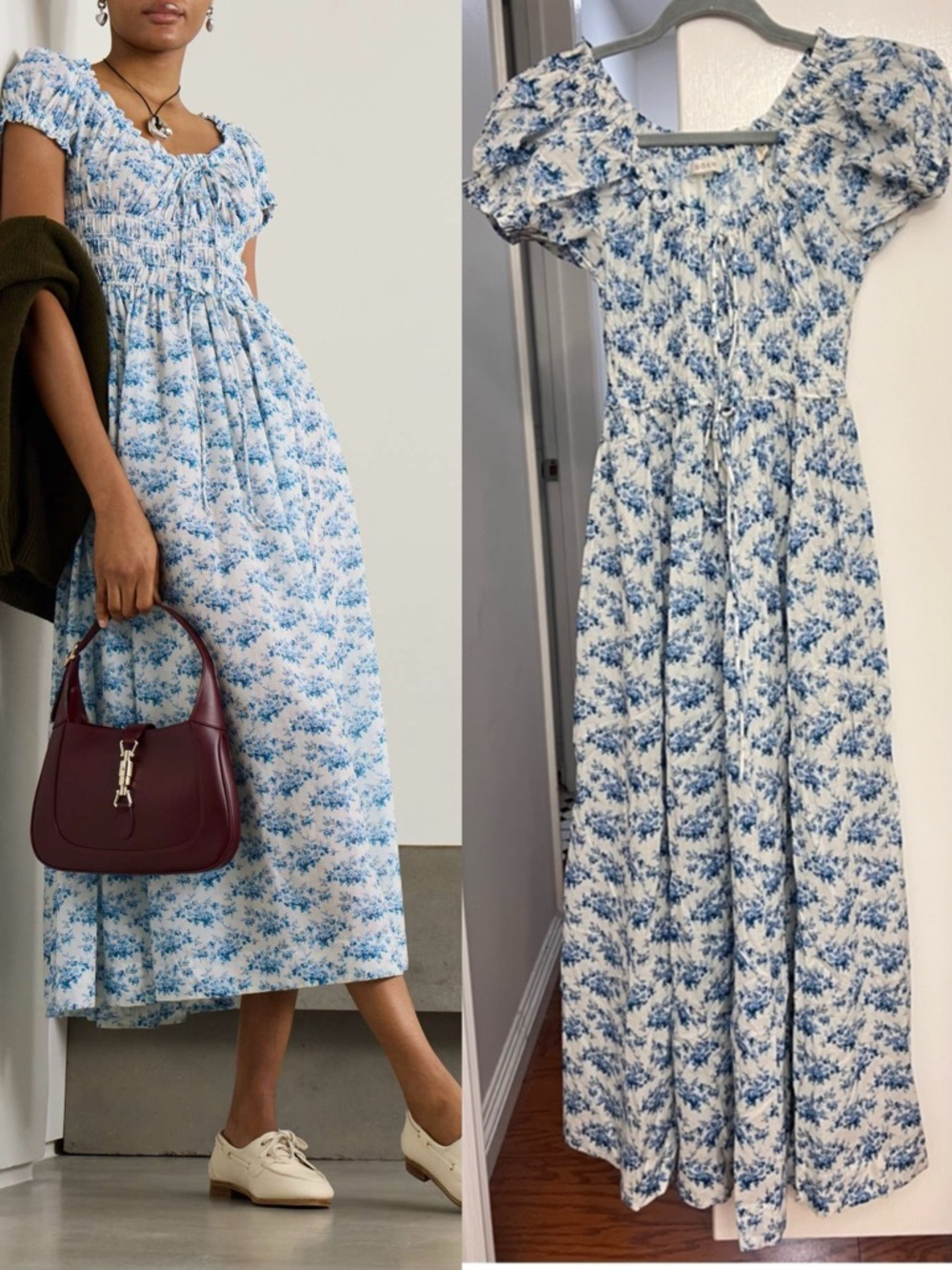 Doen Ashlynn tie-detailed floral-print organic cotton voile midi dress,XS